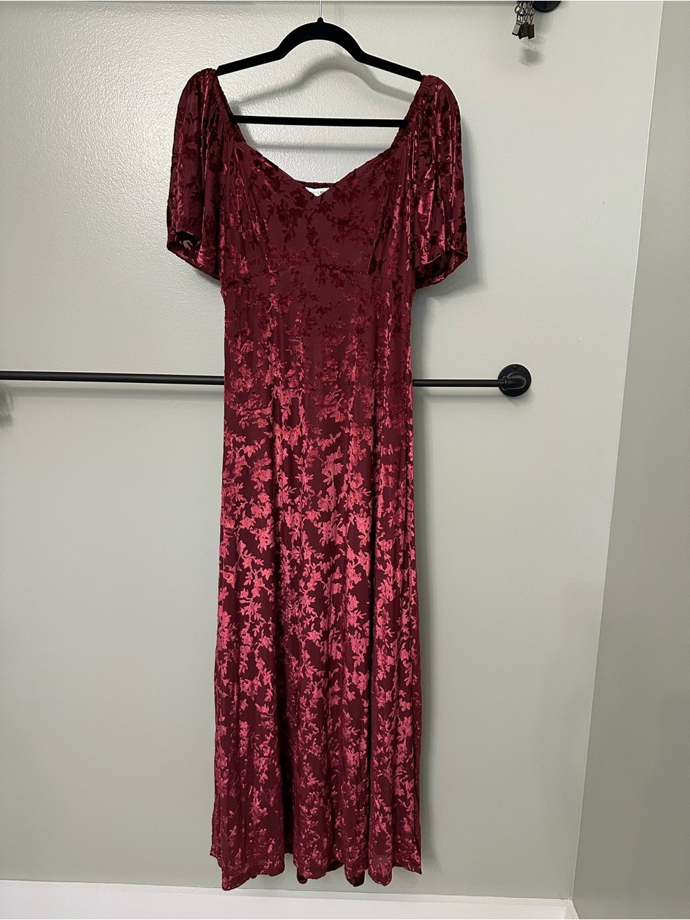 Baltic Born Wine Floral Velvet Maxi Dress